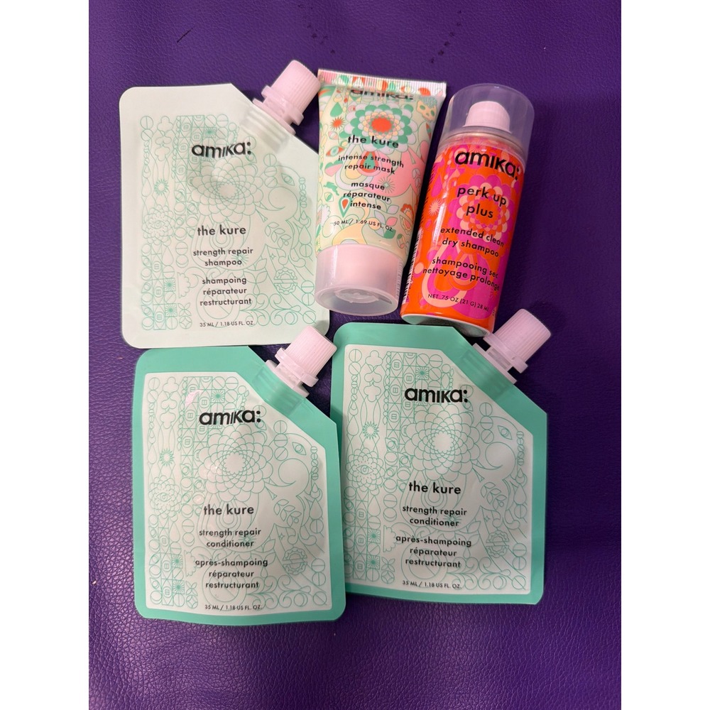 Amika The Kure Strength Repair Travel Set Shampoo Conditioner Mask Dry Shampoo